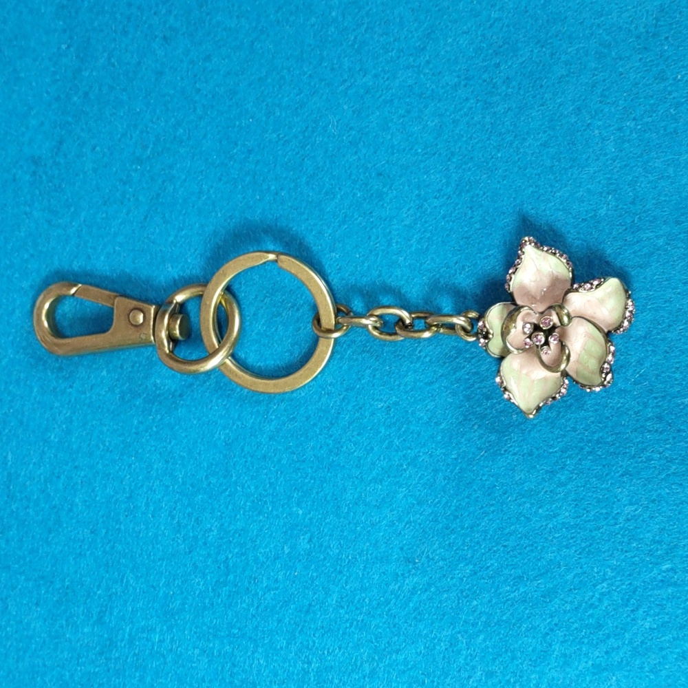 Argenti Enameled/Jeweled Flower Shaped Purse Charm Keyring